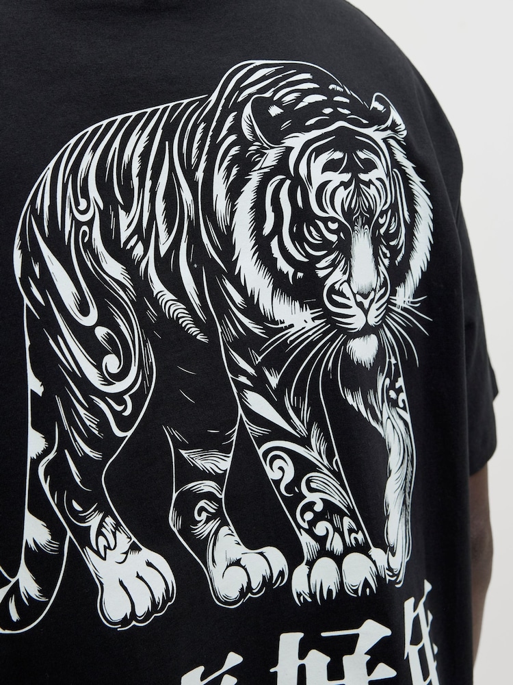 JACK & JONES Black Graphic Back Print 100% Cotton T-Shirt - Image 5 of 8