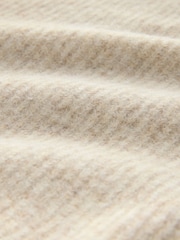 Neutral Relaxed Fit Cosy Knitted Zip Through Cardigan with Wool - Image 7 of 7