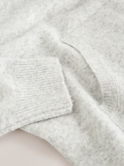 Light Grey Marl Relaxed Fit Cosy Knitted Hoodie with Wool - Image 9 of 9