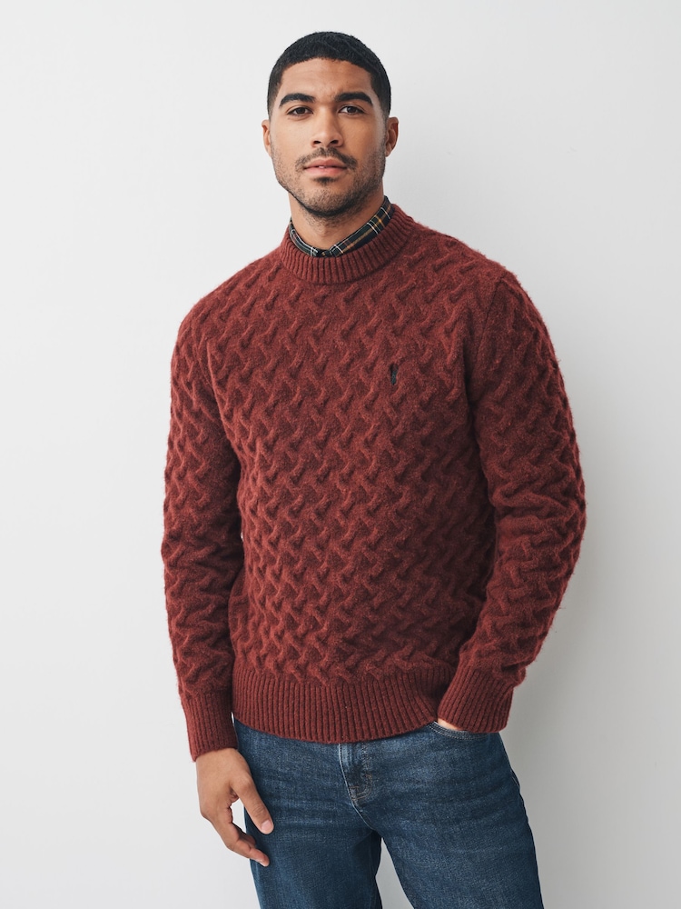Burgundy Red Regular Fit Mock Shirt Jumper - Image 1 of 3