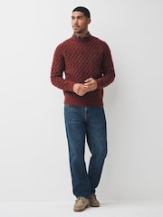 Burgundy Red Regular Fit Mock Shirt Jumper - Image 2 of 3
