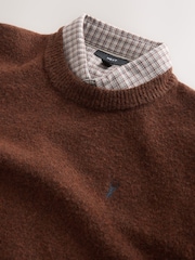 Rust Brown Regular Fit Mock Shirt Jumper - Image 6 of 7