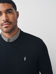 Black Check Rib - Pulover v standardnem kroju s srajco - Slika 3 iz 6