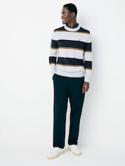 Navy/White/Camel Stripe - Pulover v standardnem kroju s srajco - Slika 2 iz 8