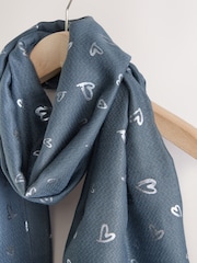 Grey Foil Heart Motif Lightweight Scarf - Image 2 of 3