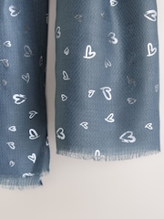 Grey Foil Heart Motif Lightweight Scarf - Image 3 of 3