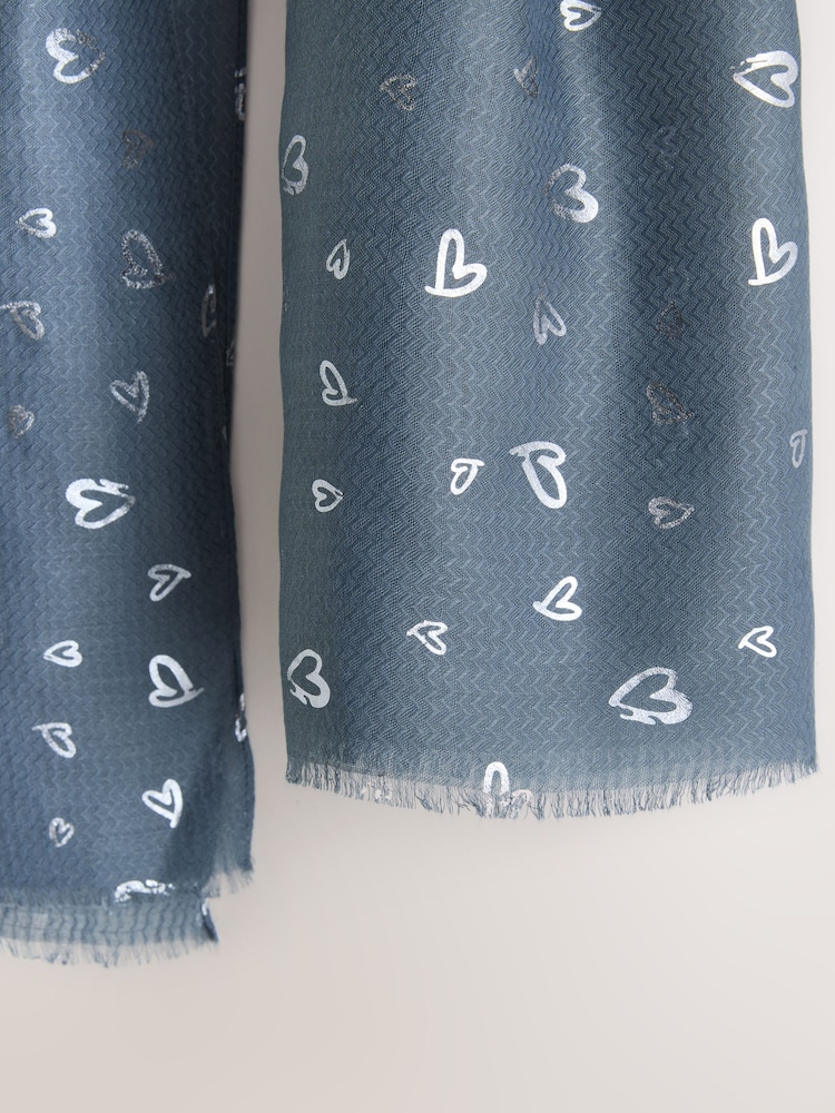 Grey Foil Heart Motif Lightweight Scarf - Image 3 of 3