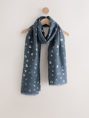 Grey Foil Heart Motif Lightweight Scarf - Image 5 of 7