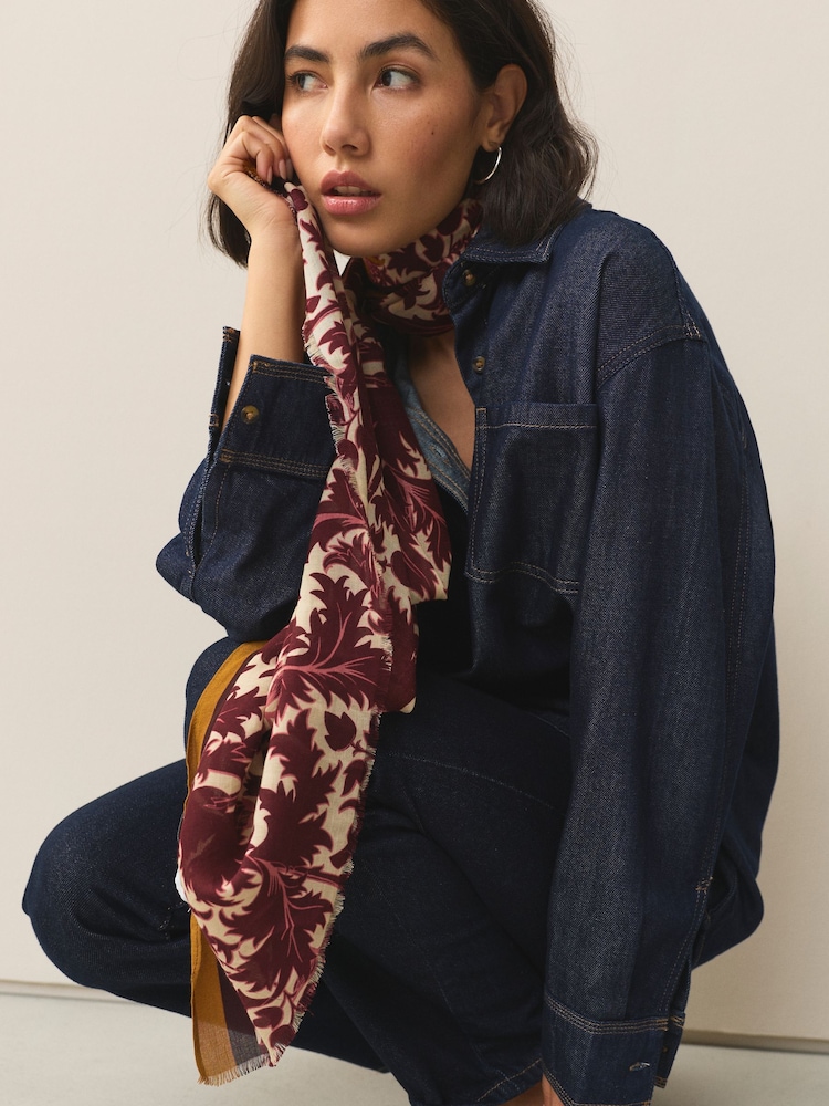 Berry Tapestry Floral Lightweight Scarf - Image 2 of 6 Berry Tapestry Floral Lightweight Scarf - Image 2 of 6