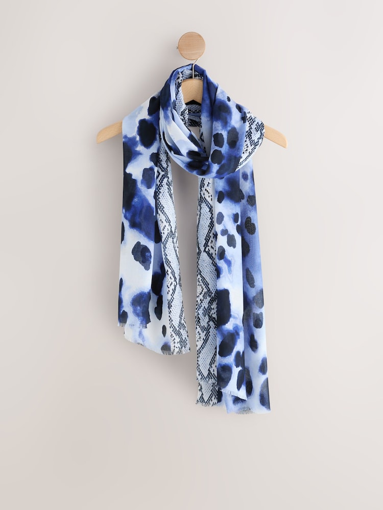 Navy Abstract Lightweight Scarf - Image 1 of 3 Navy Abstract Lightweight Scarf - Image 1 of 3