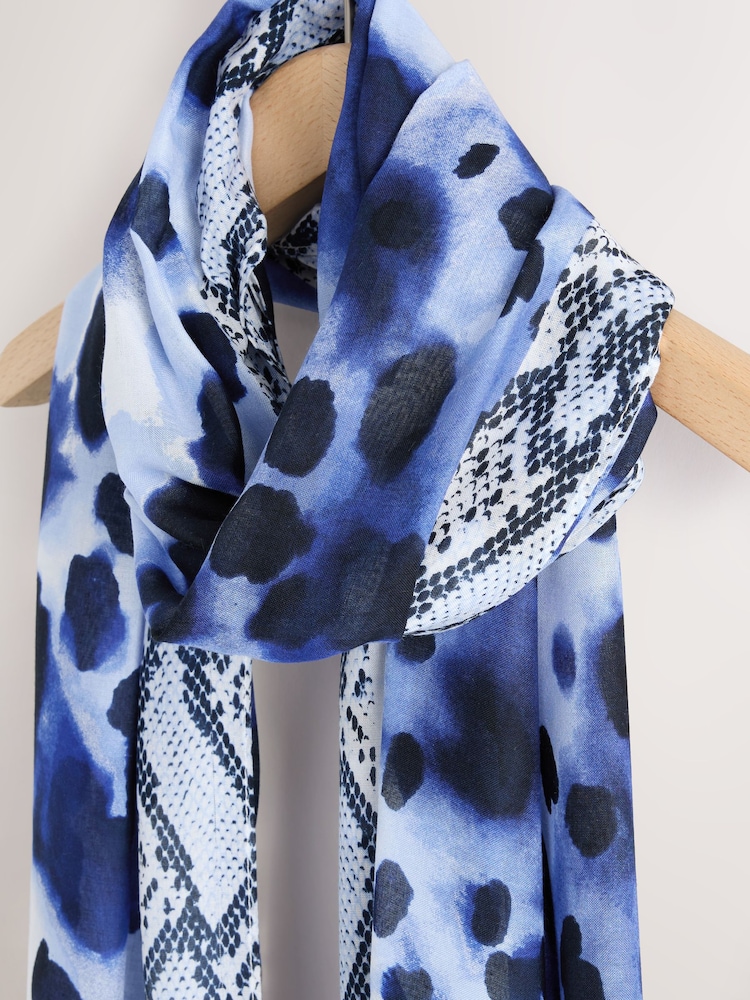 Navy Abstract Lightweight Scarf - Image 2 of 3 Navy Abstract Lightweight Scarf - Image 2 of 3