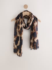 Blurred Leopard Print Lightweight Scarf - Image 1 of 3