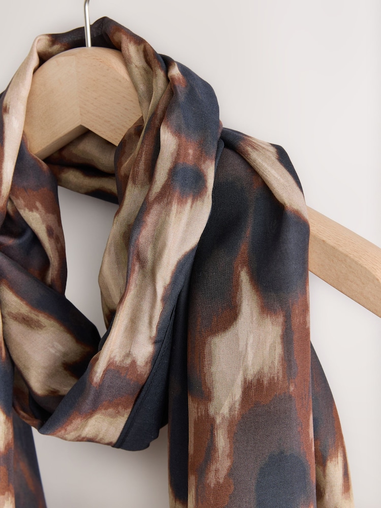 Blurred Leopard Print Lightweight Scarf - Image 2 of 3