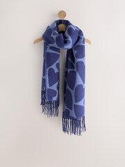 Navy Heart Print Midweight Scarf - Image 1 of 3