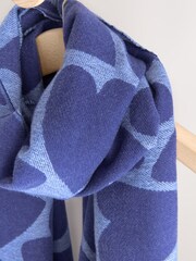 Navy Heart Print Midweight Scarf - Image 2 of 3