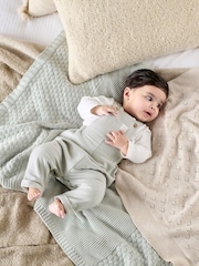Mamas & Papas Green Sweat Dungaree & Bodysuit Set - Image 1 of 6