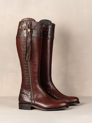 The Spanish Boot Company Brown Tall Spanish Riding Boots Mock Croc - Image 2 of 7
