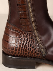 The Spanish Boot Company Brown Tall Spanish Riding Boots Mock Croc - Image 7 of 7