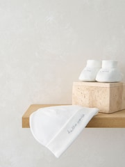 Mamas & Papas Hello World White Hat And Booties Set - Image 1 of 2