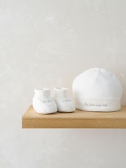 Mamas & Papas Hello World White Hat And Booties Set - Image 2 of 2
