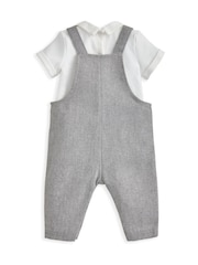 Mamas & Papas Grey Herringbone Dungaree And Bodysuit Set - Image 3 of 5