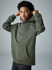 smALLSAINTS Dark Green/Flocked Oversized Underground Pullover Hoodie - Image 3 of 9