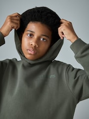 smALLSAINTS Dark Green/Flocked Oversized Underground Pullover Hoodie - Image 6 of 9