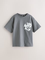 smALLSAINTS Charcoal Grey Oversized Orlando Logo Crew T-Shirt - Image 1 of 6