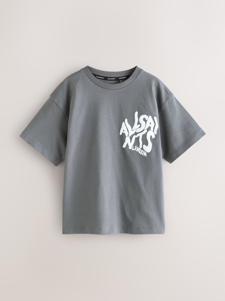 smALLSAINTS Charcoal Grey Oversized Orlando Logo Crew T-Shirt - Image 1 of 6 smALLSAINTS Charcoal Grey Oversized Orlando Logo Crew T-Shirt - Image 1 of 6