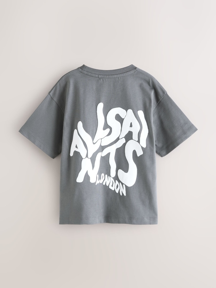 smALLSAINTS Charcoal Grey Oversized Orlando Logo Crew T-Shirt - Image 2 of 6 smALLSAINTS Charcoal Grey Oversized Orlando Logo Crew T-Shirt - Image 2 of 6