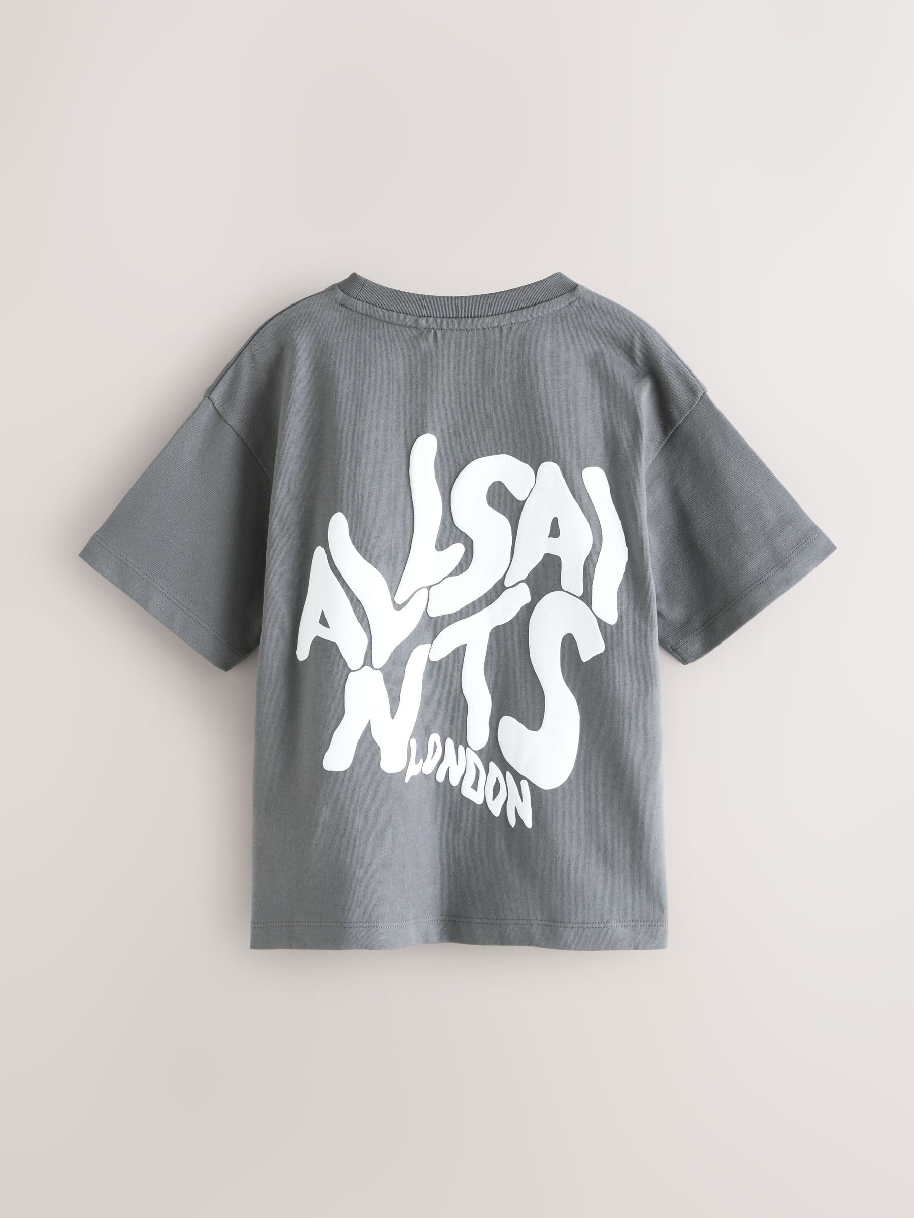 Buy smALLSAINTS Charcoal Grey Oversized Orlando Logo Crew Neck T