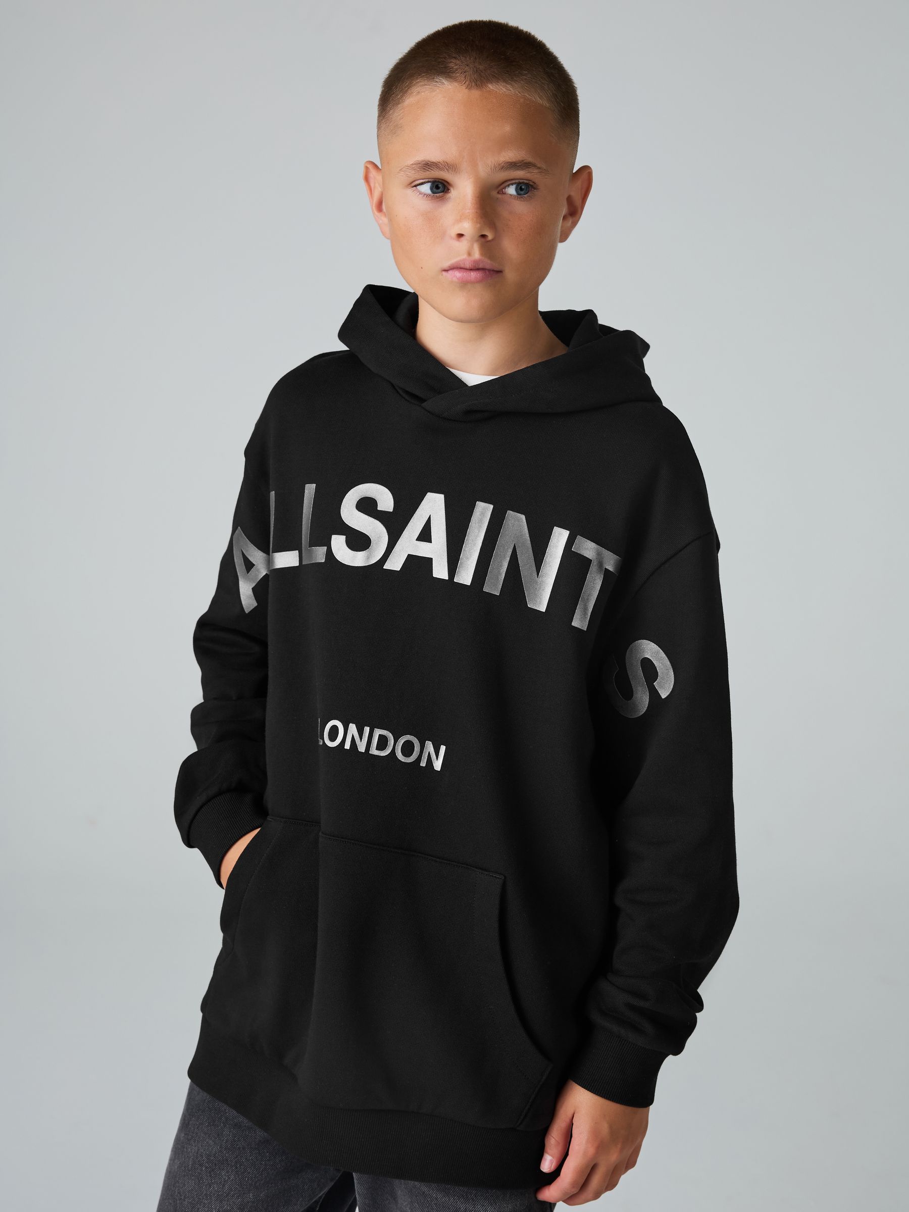 Buy smALLSAINTS Black/Gunmetal Biggy Oversized Pullover Hoodie