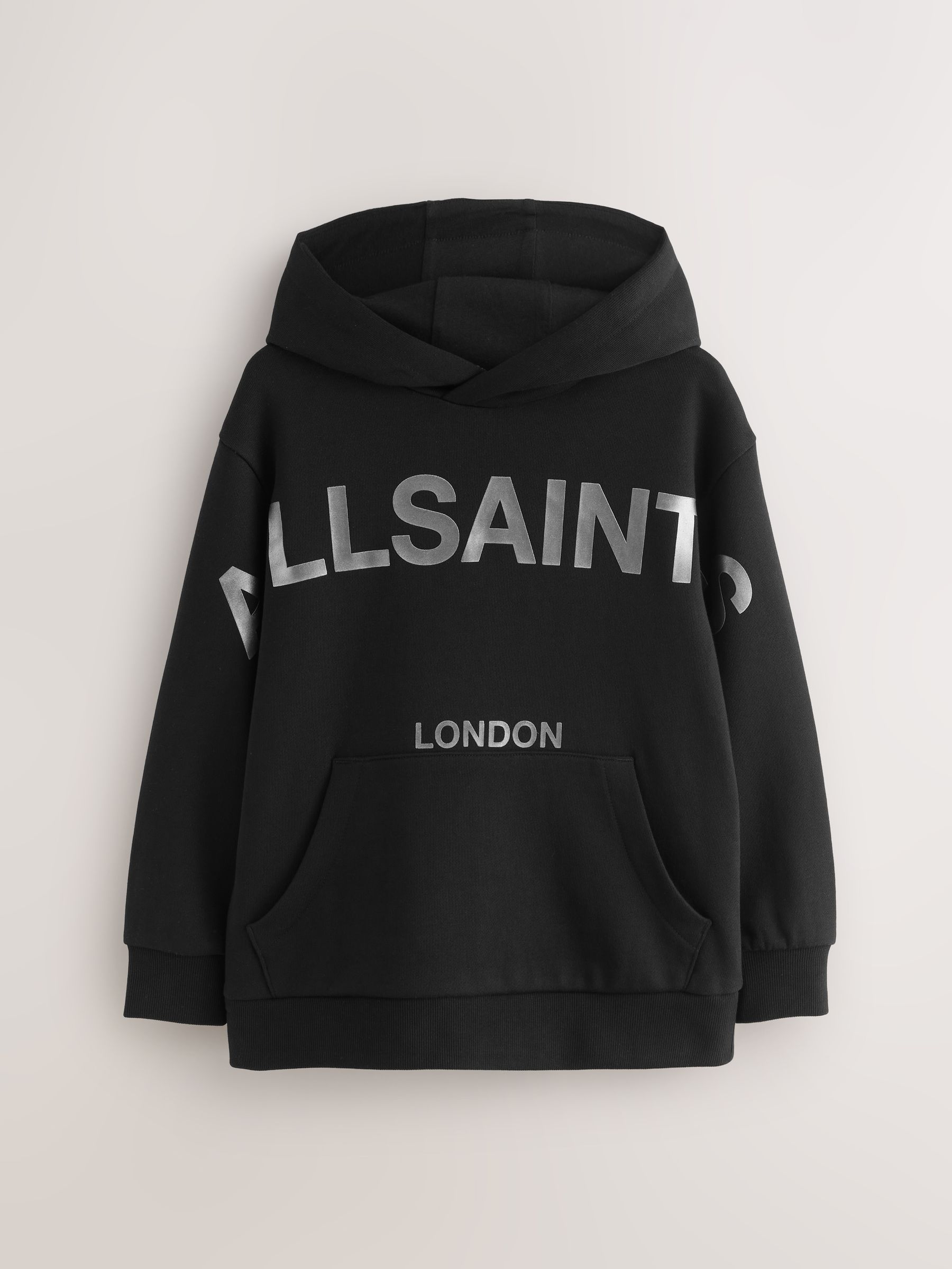 Buy smALLSAINTS Black/Gunmetal Biggy Oversized Pullover Hoodie