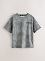 smALLSAINTS Grey Tie Dye Oversized Underground Crew Cotton T-Shirt - Image 1 of 3