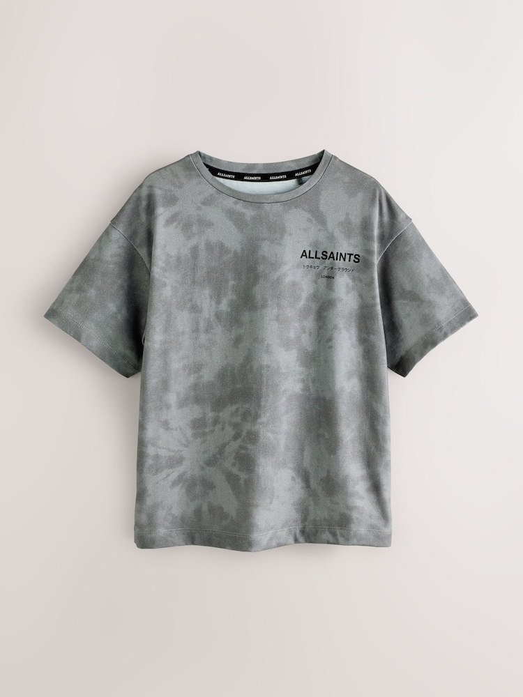 smALLSAINTS Grey Tie Dye Oversized Underground Crew Cotton T-Shirt - Image 1 of 3