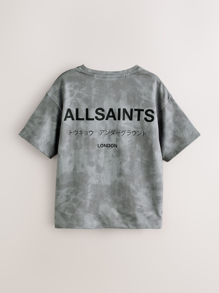 smALLSAINTS Grey Tie Dye Oversized Underground Crew Cotton T-Shirt - Image 2 of 3