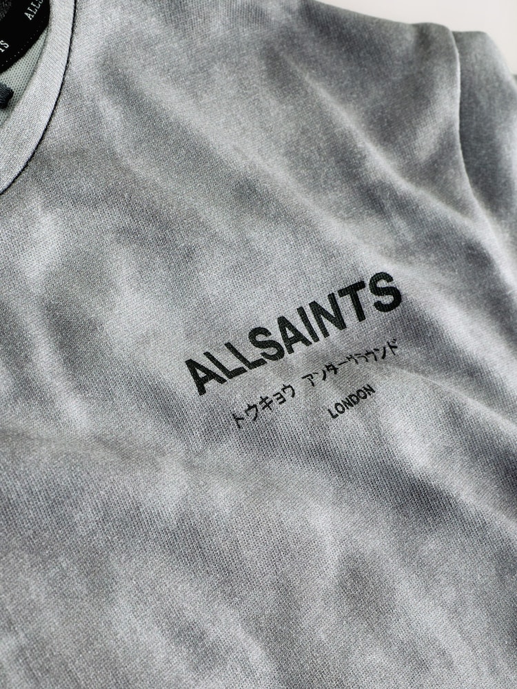 smALLSAINTS Grey Tie Dye Oversized Underground Crew Cotton T-Shirt - Image 3 of 3