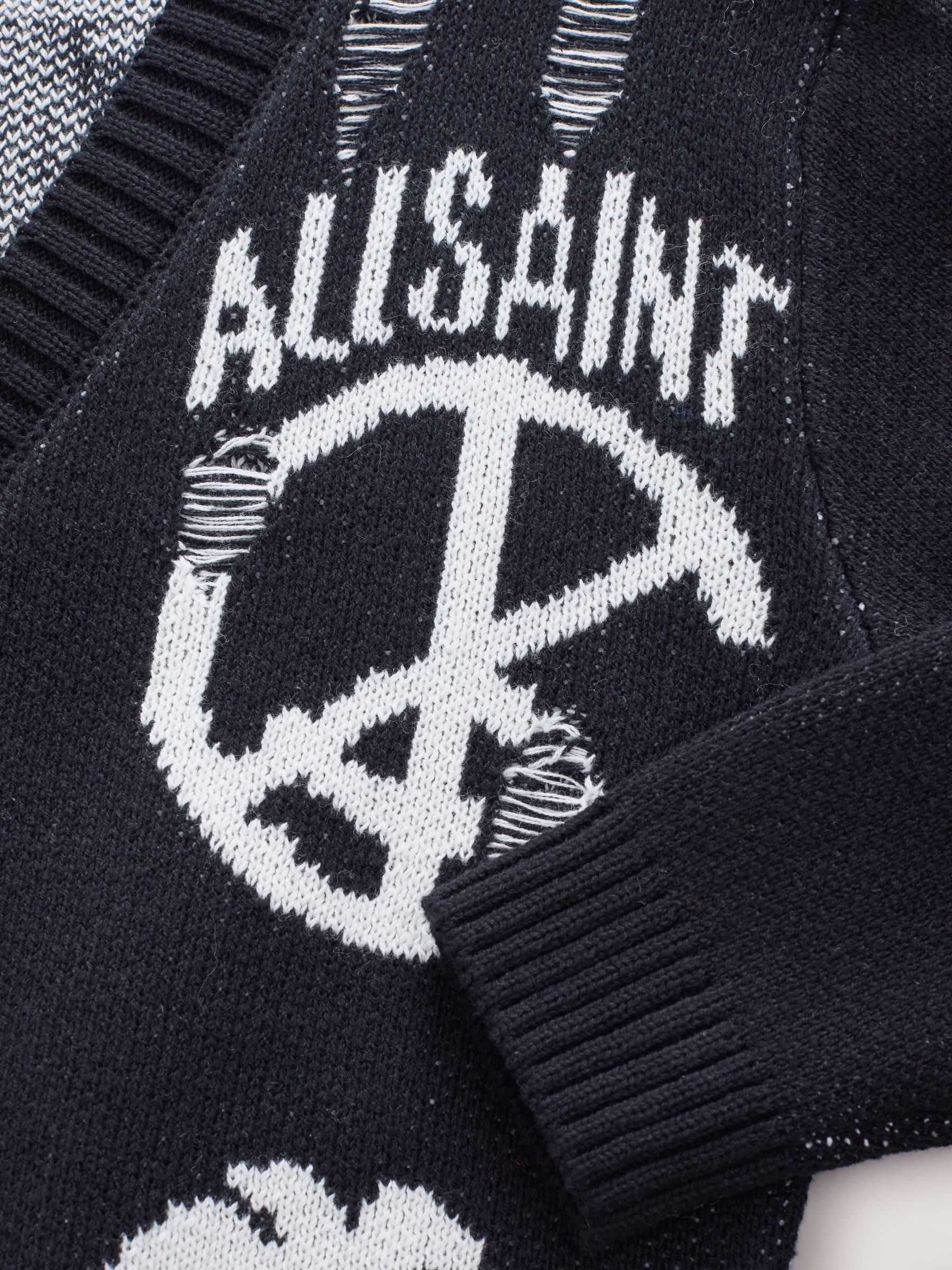 Buy smALLSAINTS Black Motive Graphic Distressed Knitted Cardigan