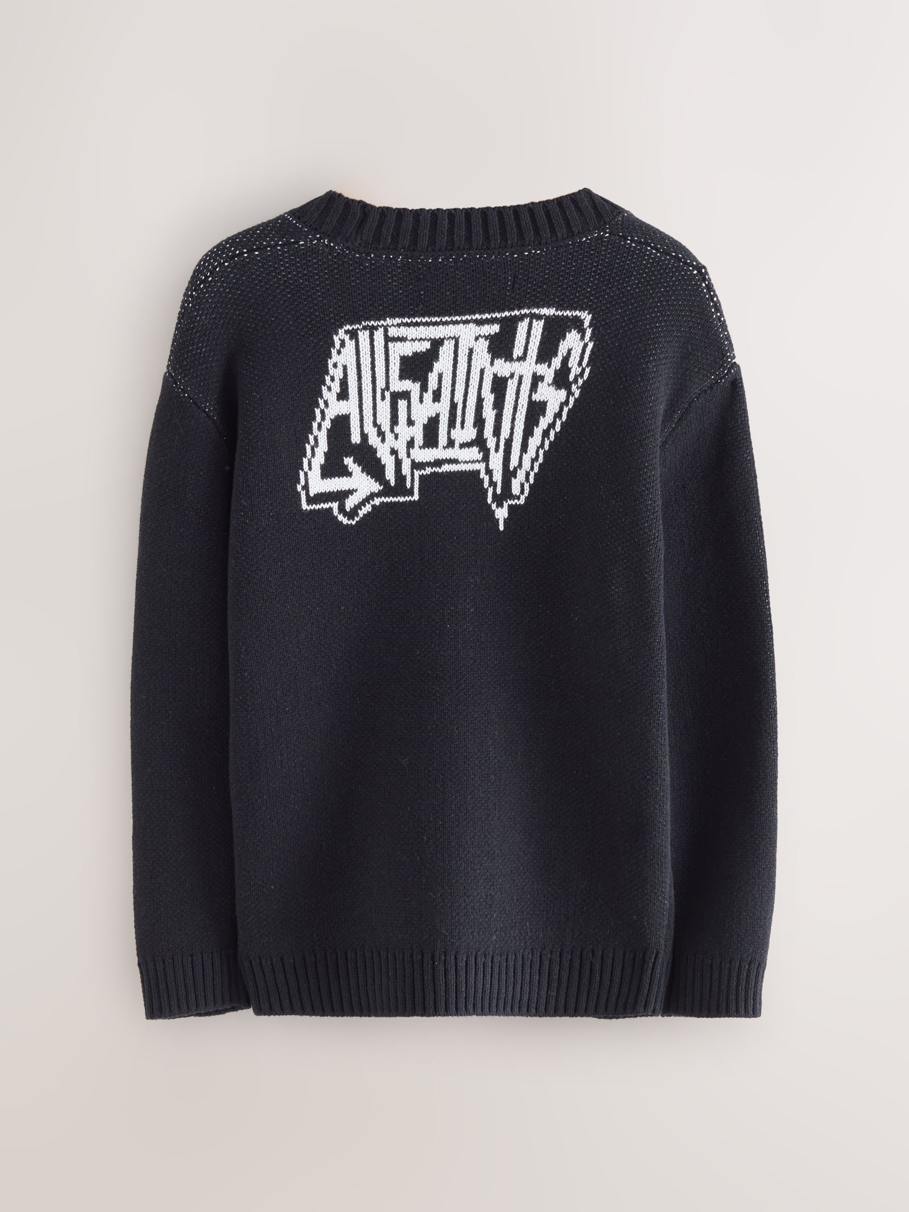 Buy smALLSAINTS Black Motive Graphic Distressed Knitted Cardigan
