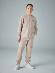 smALLSAINTS Light Brown Underground Oversized Textured Panel Sweatshirt and Joggers Set - Image 1 of 16