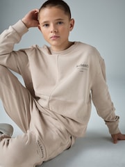 smALLSAINTS Light Brown Underground Oversized Textured Panel Sweatshirt and Joggers Set - Image 4 of 16