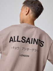 smALLSAINTS Light Brown Oversized Underground Crew Cotton T-Shirt - Image 4 of 9