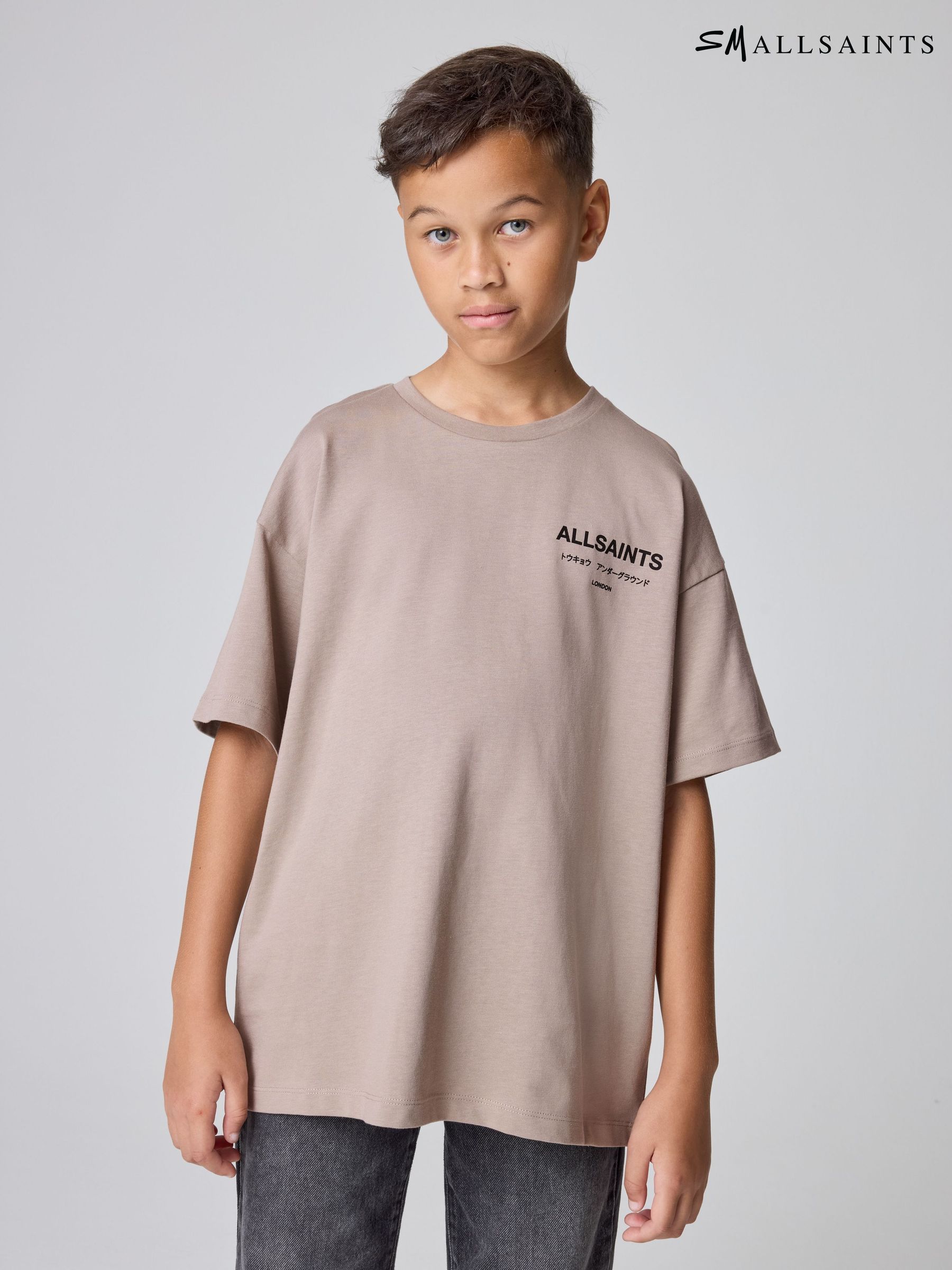 Buy smALLSAINTS Light Brown Oversized Underground Crew Neck Cotton