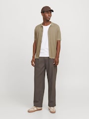 JACK & JONES Cream Knitted Button Down Short Sleeve Shirt - Image 3 of 7