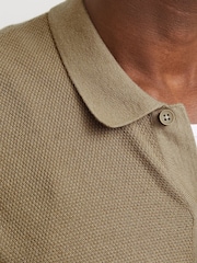 JACK & JONES Cream Knitted Button Down Short Sleeve Shirt - Image 5 of 7