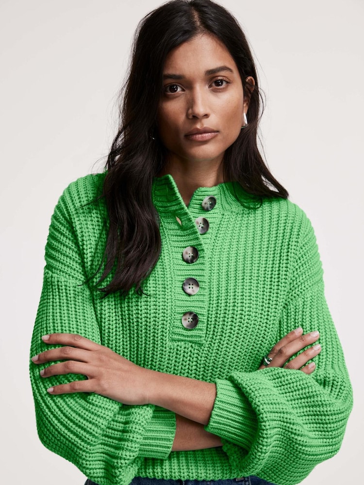Mint Velvet Green Button Detail Jumper - Image 2 of 7