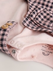 Pink / Chocolate Gingham Baby Long Sleeve Bodysuit and Dungarees 2 Piece Set (0mths-2yrs) - Image 6 of 9