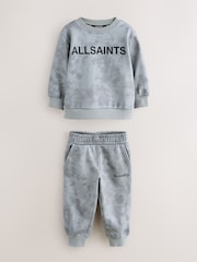 smALLSAINTS Grey Tie Dye Logo Oversized Younger Boys Sweatshirt and Jogger Set - Image 8 of 11