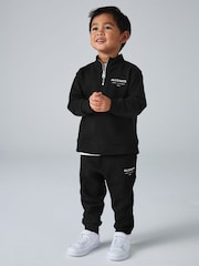 smALLSAINTS Black Underground Oversized Half Zipped Sweatshirt and Jogger Younger Boys Set - Image 1 of 13