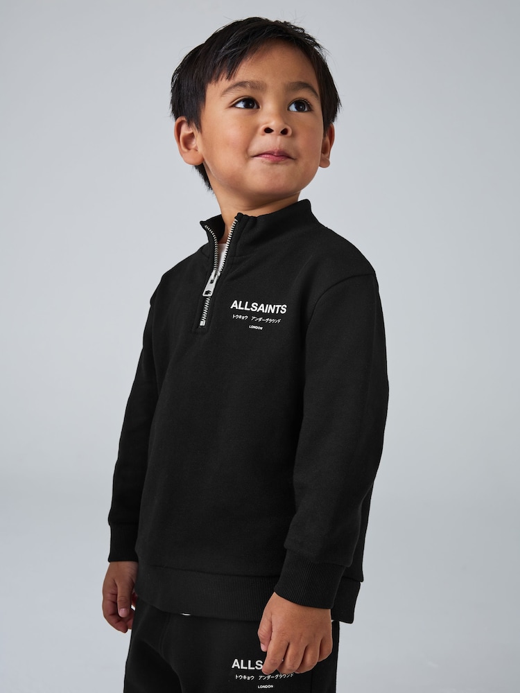 smALLSAINTS Black Underground Oversized Half Zipped Sweatshirt and Jogger Younger Boys Set - Image 2 of 13 smALLSAINTS Black Underground Oversized Half Zipped Sweatshirt and Jogger Younger Boys Set - Image 2 of 13